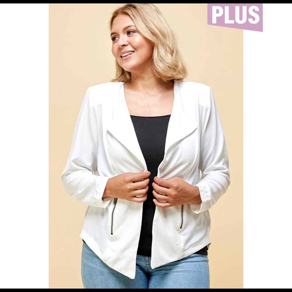Plus size white blazer